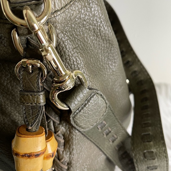 💯Authentic Gucci Jackie Large Olive Green Leather Bag. - Picture 7 of 16